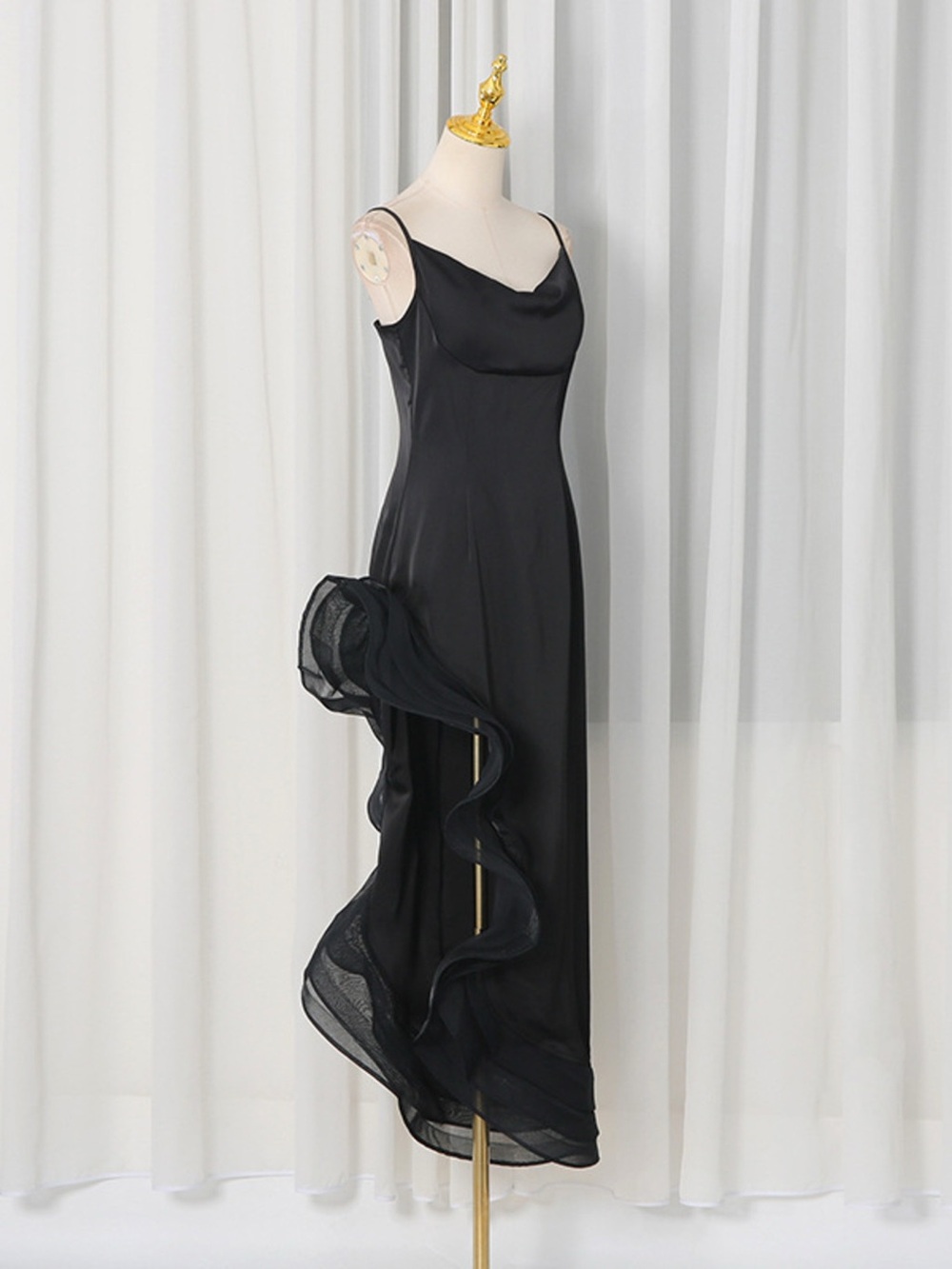 Spaghetti Strap Ruffle Slit Maxi Dress - Picture 5 of 16